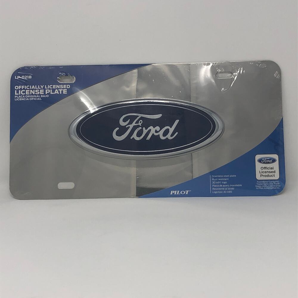 Pilot Automotive LP-021B Stainless Steel Official Ford 3D License Plate Sealed